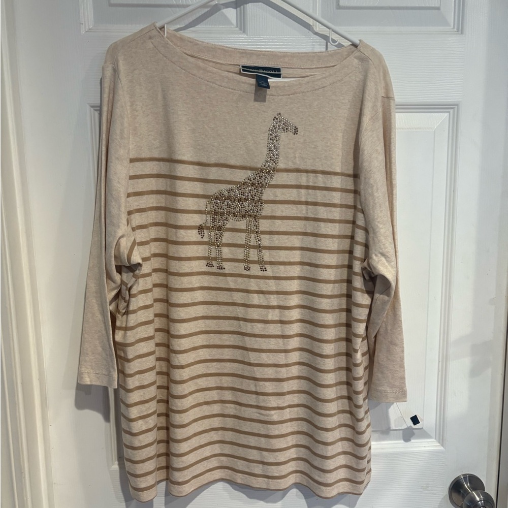 Karen Scott Cream Top with Embellishments